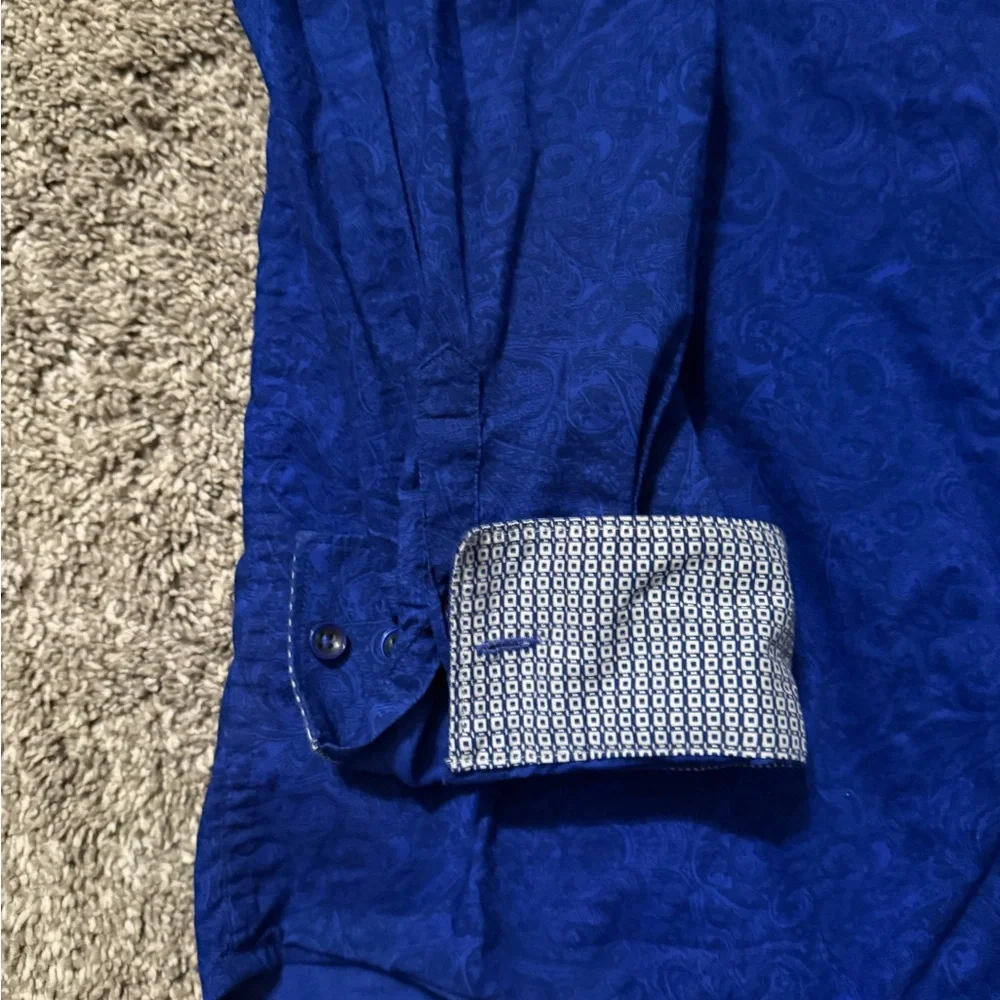 Claiborne Men's Vibrant Blue Paisley Shirt - Picture 4 of 4